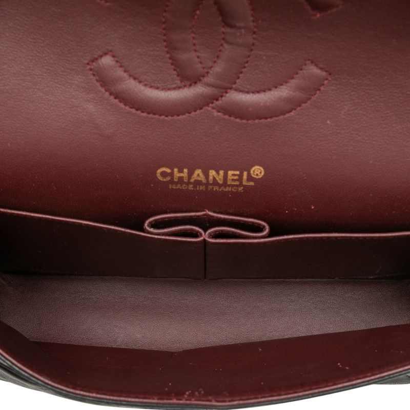 Chanel CC Logo Quilted 25 Double Flap Chain Shoulder Bag Navy Lambskin — view 4
