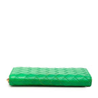 Bottega Veneta Intrecciato Zip Around Wallet Paraquito Green Leather — view 3