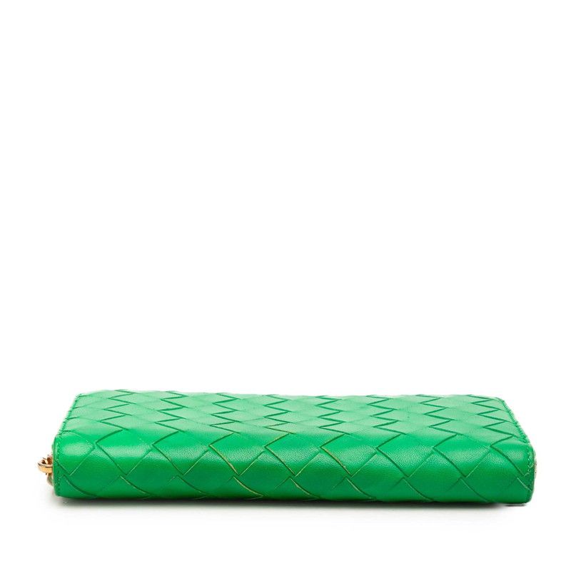 Bottega Veneta Intrecciato Zip Around Wallet Paraquito Green Leather — view 3