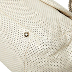 Chanel Quilted CC Logo 2.55 Perforated Chain Shoulder Bag Off White Leather — view 4