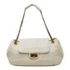 Chanel Quilted CC Logo 2.55 Perforated Chain Shoulder Bag Off White Leather