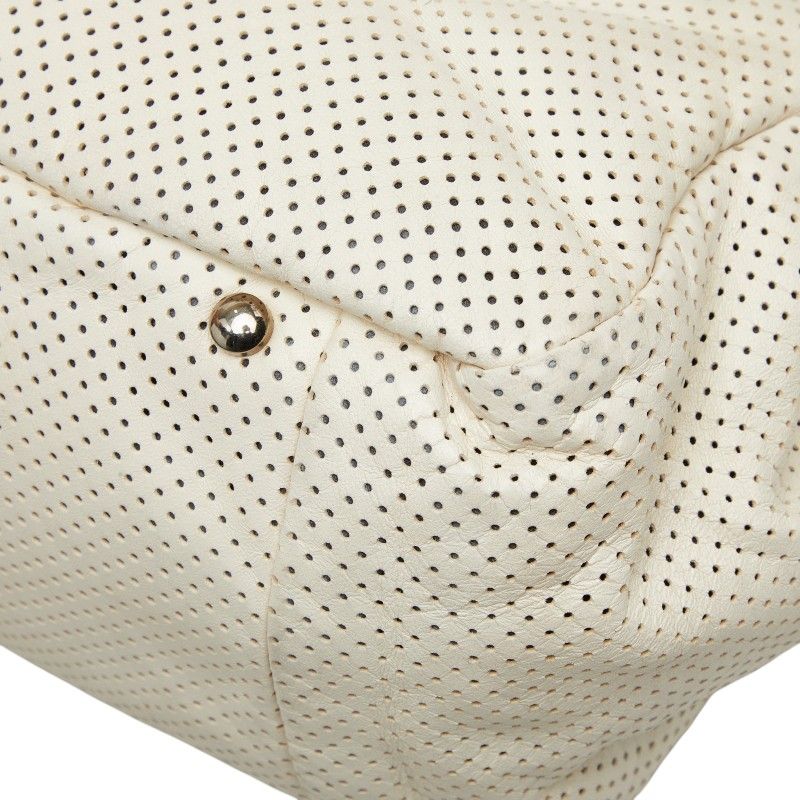 Chanel Quilted CC Logo 2.55 Perforated Chain Shoulder Bag Off White Leather — view 6