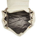 Chanel Quilted CC Logo 2.55 Perforated Chain Shoulder Bag Off White Leather — view 8