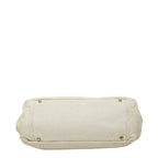 Chanel Quilted CC Logo 2.55 Perforated Chain Shoulder Bag Off White Leather — view 3