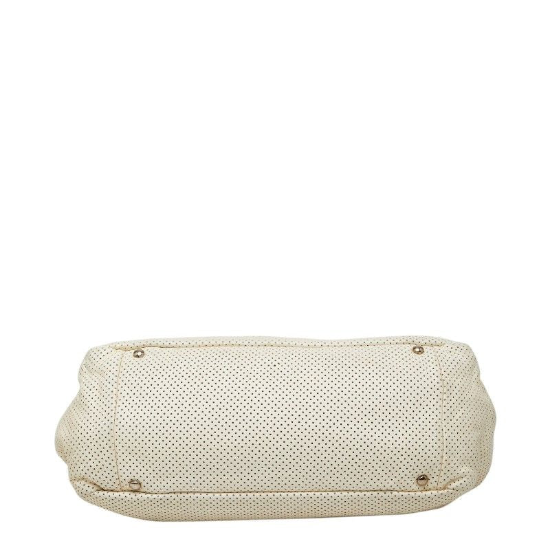 Chanel Quilted CC Logo 2.55 Perforated Chain Shoulder Bag Off White Leather — view 3