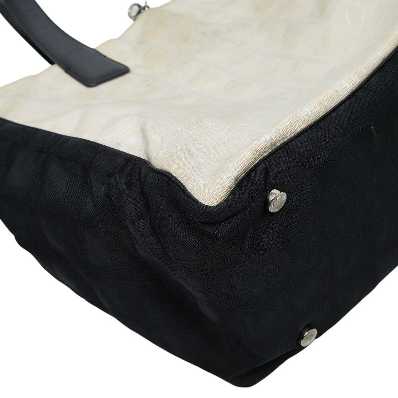 Chanel CC Logo New Travel Line Tote Beige Black Nylon Leather — view 7