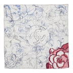 Chanel CC Logo Camellia Flower Floral Scarf White Multicolor Silk