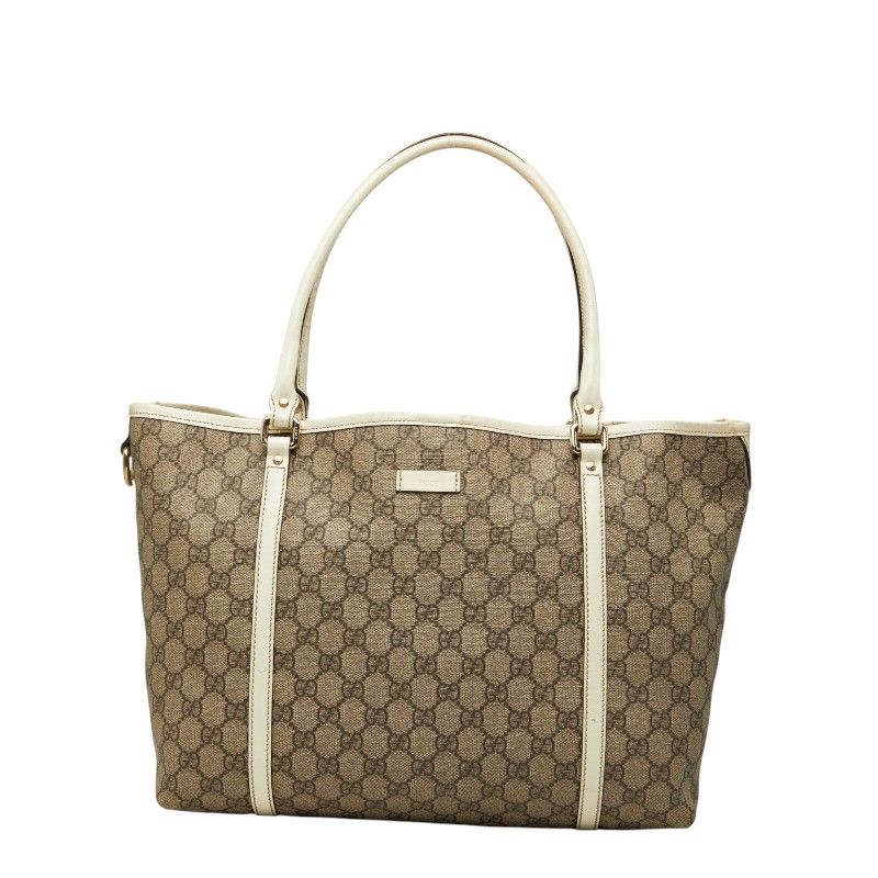 Gucci GG Supreme Tote Beige White Patent Leather