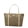 Gucci GG Supreme Tote Beige White Patent Leather