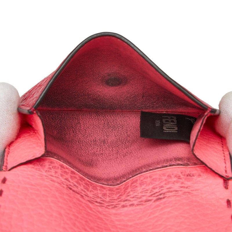 Fendi Selleria Trifold Wallet Compact Pink Leather — view 6