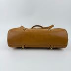 Prada Shoulder Bag Tote Leather Camel Brown Gold Vintage — view 7
