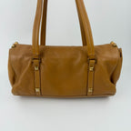 Prada Shoulder Bag Tote Leather Camel Brown Gold Vintage — view 4