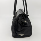 Prada Logo Shoulder Bag Tote Nylon Leather Black Silver Vintage — view 6