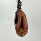 Prada Chain Shoulder Bag Leather Brown Gunmetallic Vintage — view 5