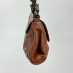 Prada Chain Shoulder Bag Leather Brown Gunmetallic Vintage — view 6