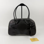 Prada Shoulder Bag Perforated Leather Black Silver Vintage