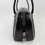Prada Shoulder Bag Perforated Leather Black Silver Vintage — view 6