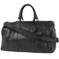 Chanel CC Logo Boston Bag 2-Way Caviar Leather Black