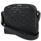 Chanel CC Logo Shoulder Bag Quilted Caviar Leather Black