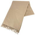 Hermes Logo Shawl Large Fringe Cashmere Beige Scarf