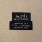 Hermes Logo Shawl Large Fringe Cashmere Beige Scarf — view 8