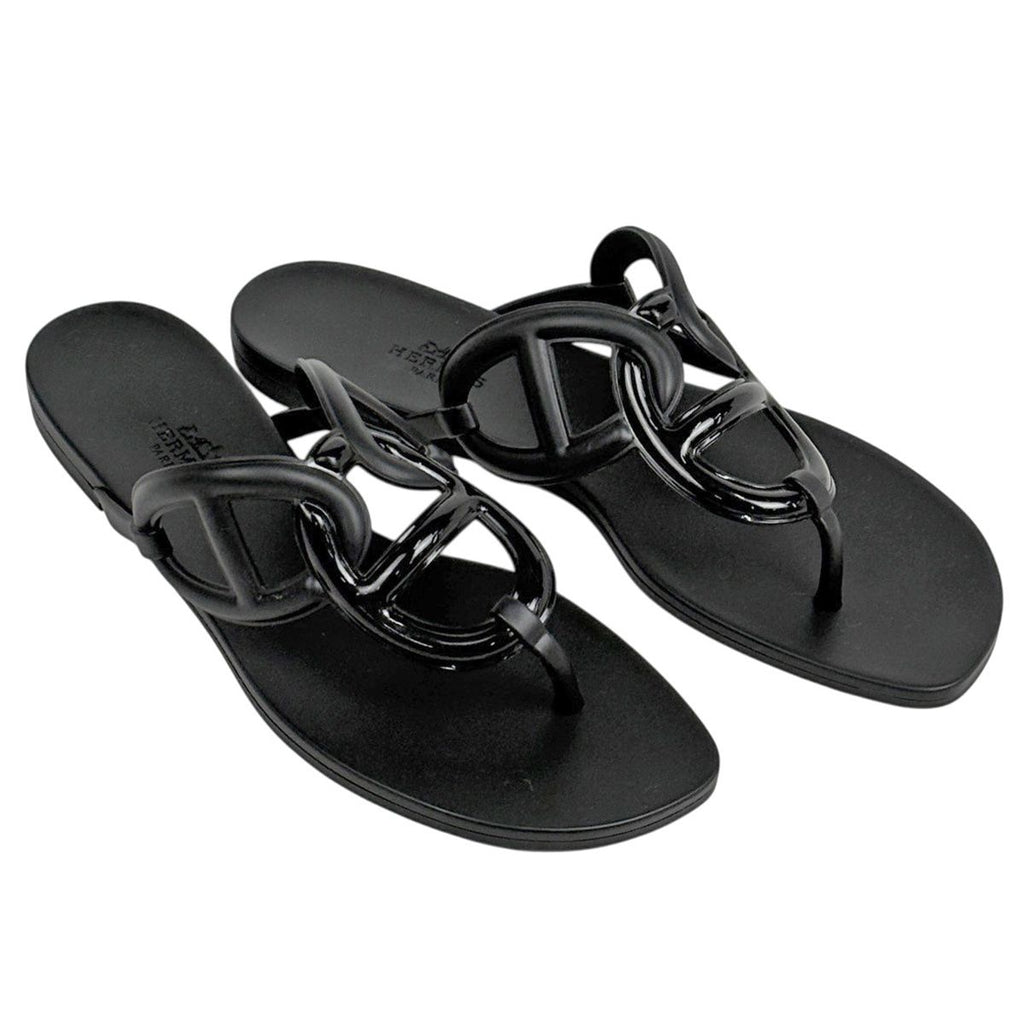 Hermes Egeri Flat Sandals Shoes Ruba Black — view 8