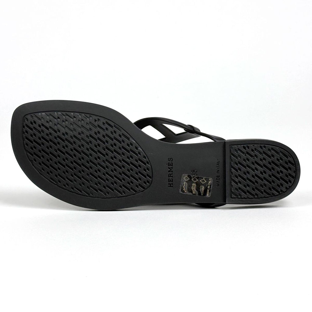 Hermes Egeri Flat Sandals Shoes Ruba Black — view 3