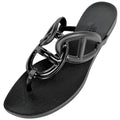Hermes Egeri Flat Sandals Shoes Ruba Black
