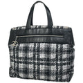 Chanel CC Logo Tote Tweed Print Nylon White Black