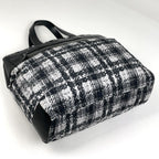 Chanel CC Logo Tote Tweed Print Nylon White Black — view 2