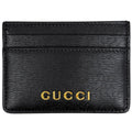 Gucci Logo Card Case Script Leather Black
