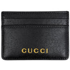 Gucci Logo Card Case Script Leather Black