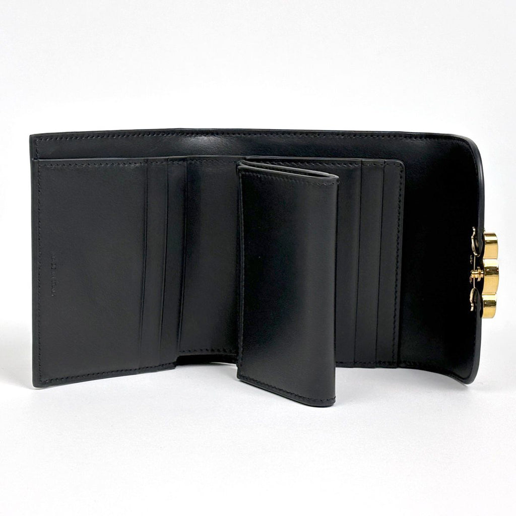 Celine Triomphe Trifold Wallet Leather Black — view 8