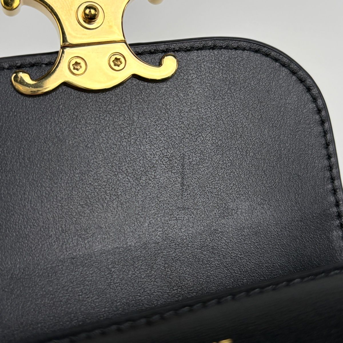 Celine Triomphe Trifold Wallet Leather Black — view 5