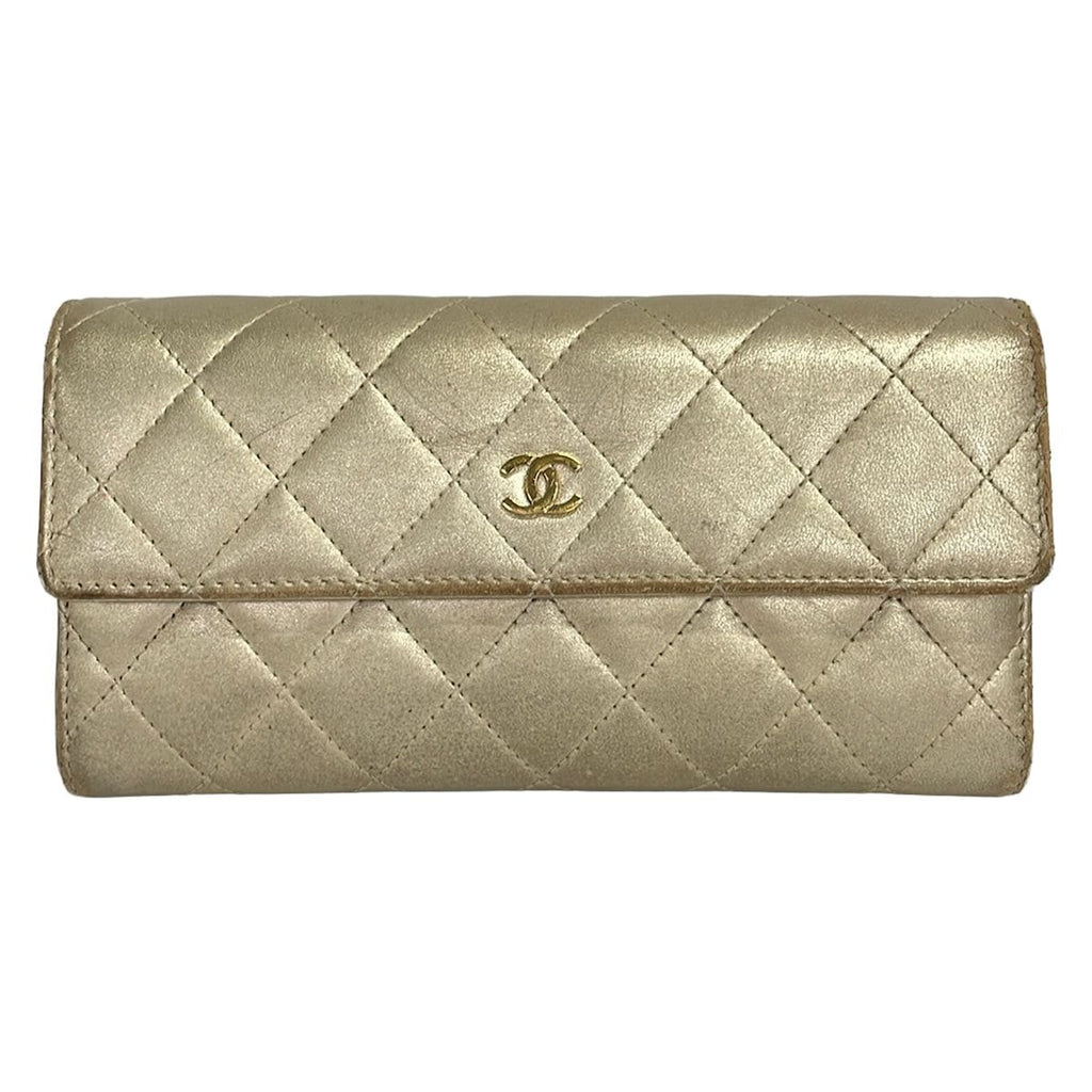 Chanel Wallet Quilted Gold Lambskin