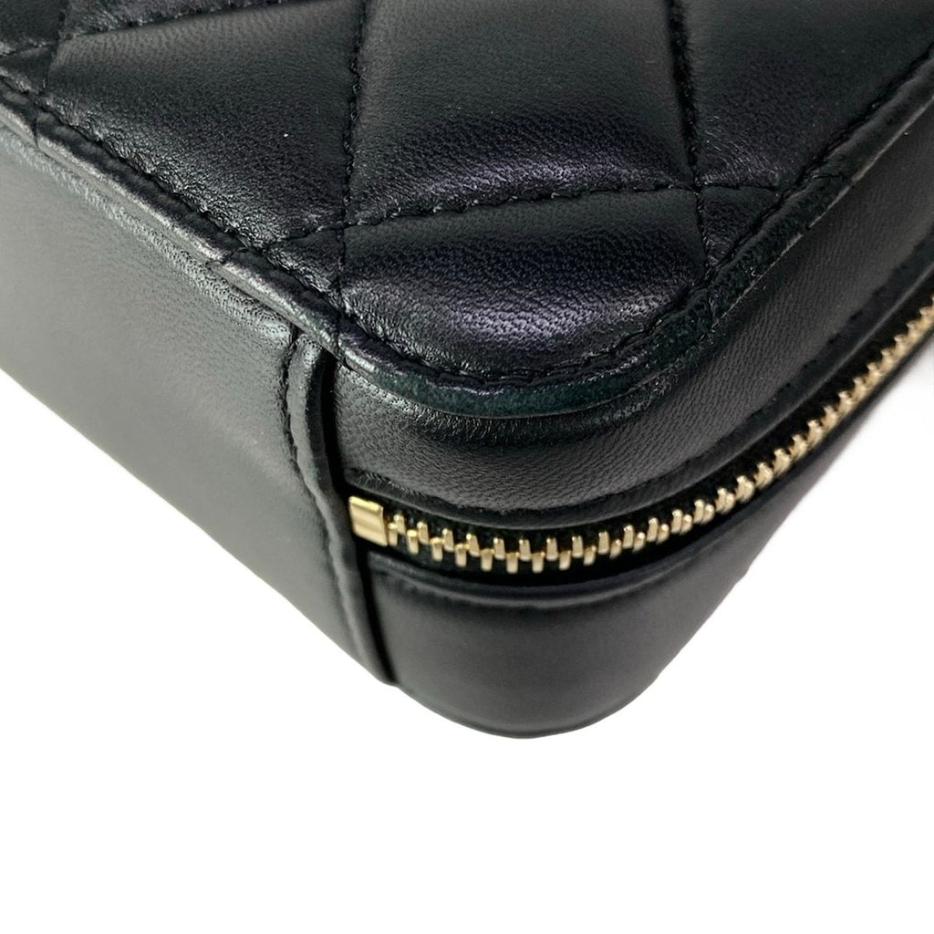 Chanel Shoulder Bag Quilted Mini Black Chain Gold Cocobol — view 7