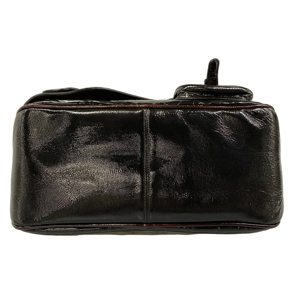 Dior Handbag Gaucho Black Dark Brown Leather — view 5