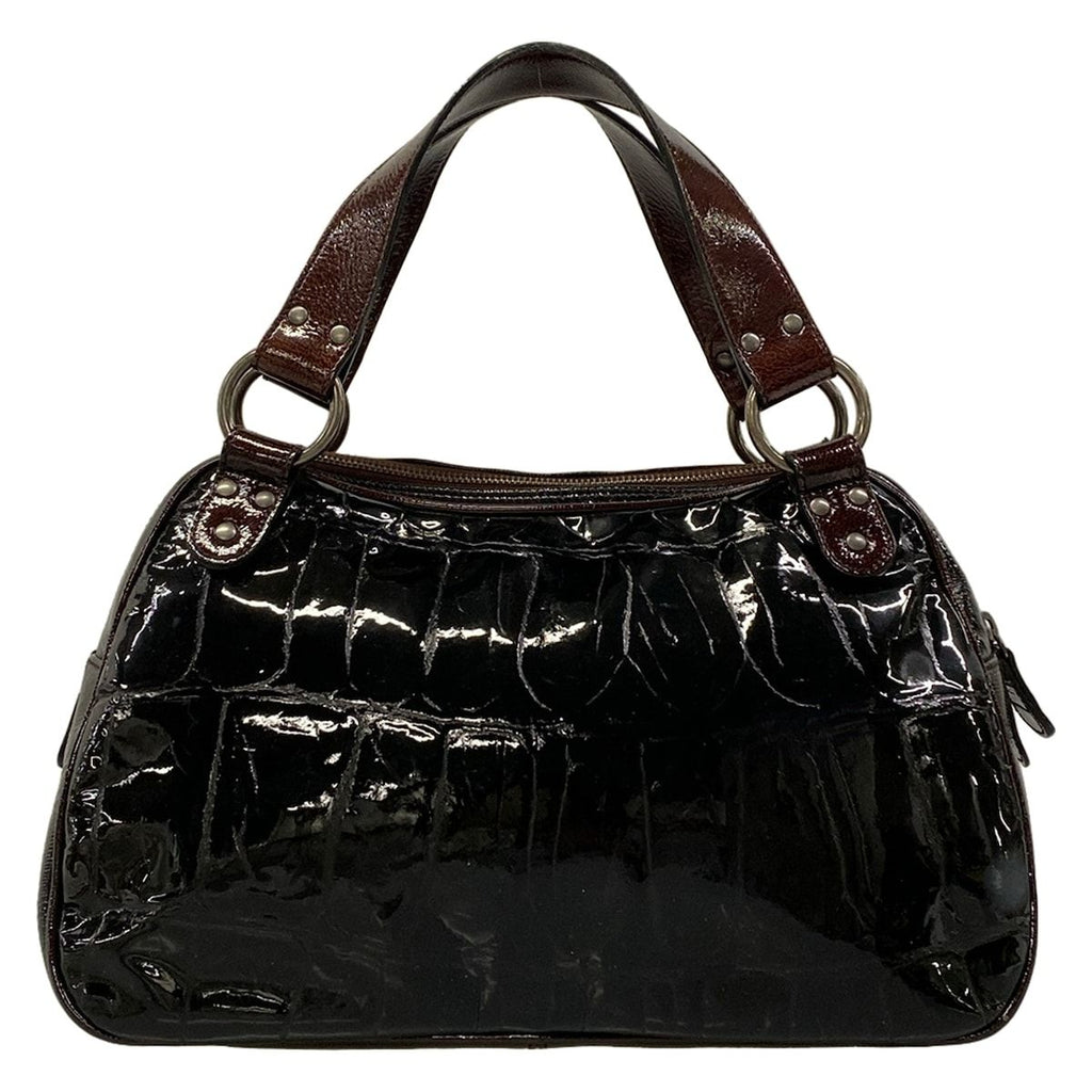Dior Handbag Gaucho Black Dark Brown Leather — view 3