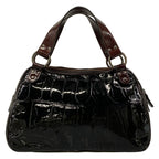 Dior Handbag Gaucho Black Dark Brown Leather — view 3