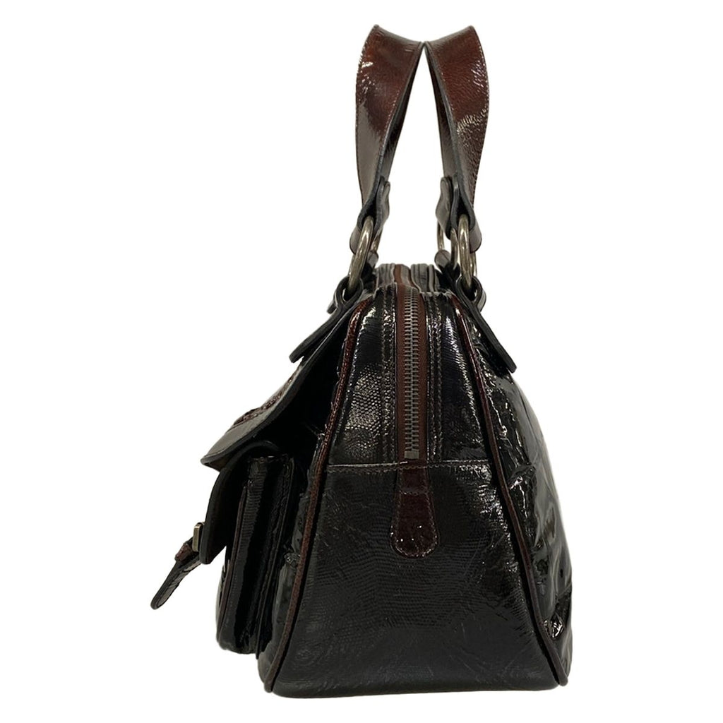Dior Handbag Gaucho Black Dark Brown Leather — view 4