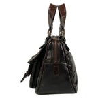 Dior Handbag Gaucho Black Dark Brown Leather — view 4