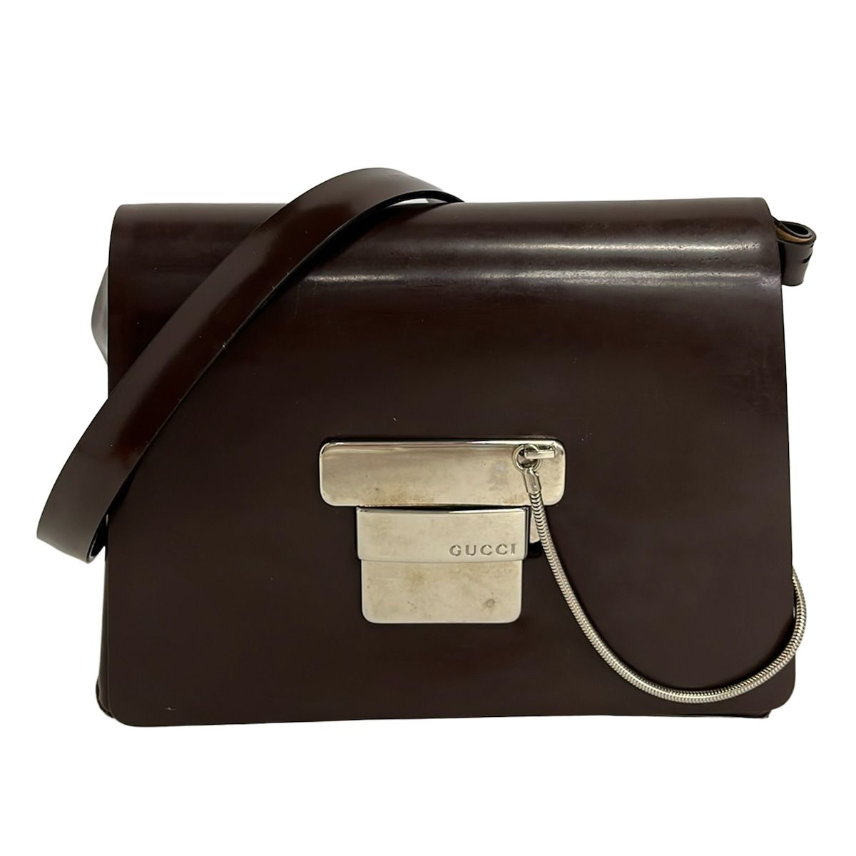 Gucci Shoulder Bag Dark Brown Leather