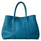 Hermes Tote Garden Party PM Blue Green Silver