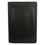 Louis Vuitton Card Case Taiga Organizer de Poche Noir Initial Leather Cowhide