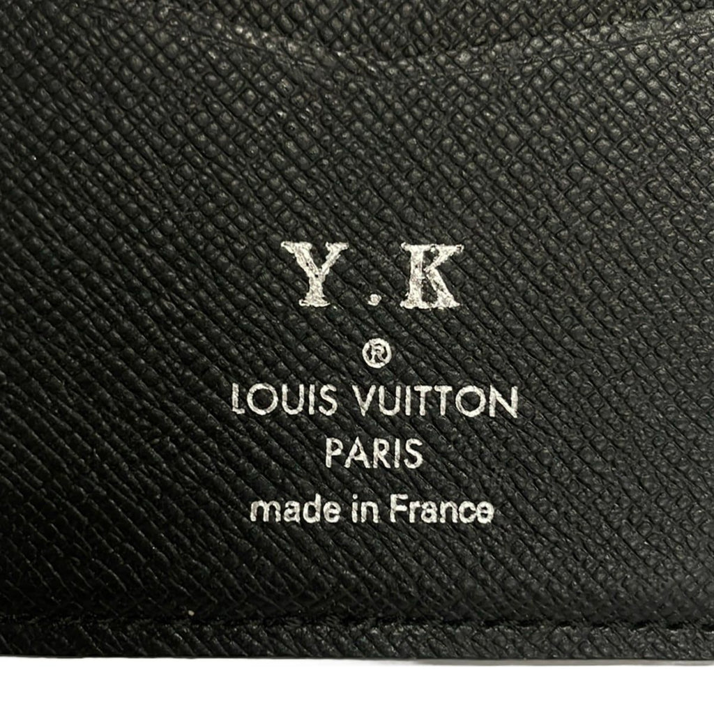 Louis Vuitton Card Case Taiga Organizer de Poche Noir Initial Leather Cowhide — view 4