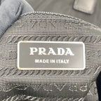 Prada Front Belt Leather Nylon Black Shoulder Bag Silver — view 4