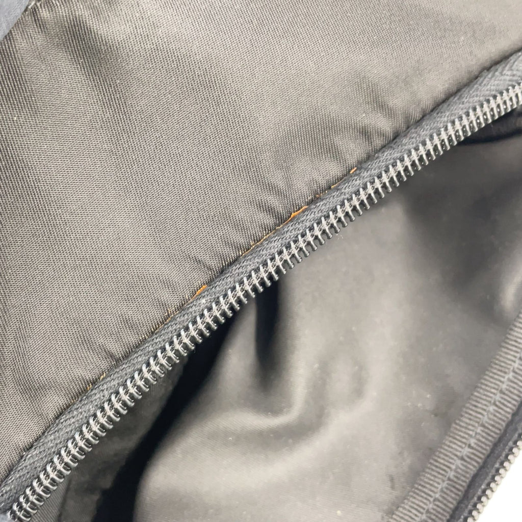 Prada Front Belt Leather Nylon Black Shoulder Bag Silver — view 7