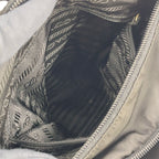 Prada Front Belt Leather Nylon Black Shoulder Bag Silver — view 5