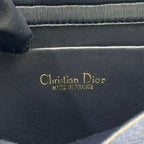 Dior Honeycomb Pattern Leather Canvas Navy Chain Shoulder Bag Gold — view 4