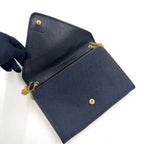 Dior Honeycomb Pattern Leather Canvas Navy Chain Shoulder Bag Gold — view 9